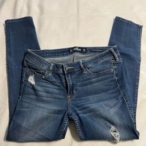 Hollister Blue Skinny crop Jeans with Distressed Details